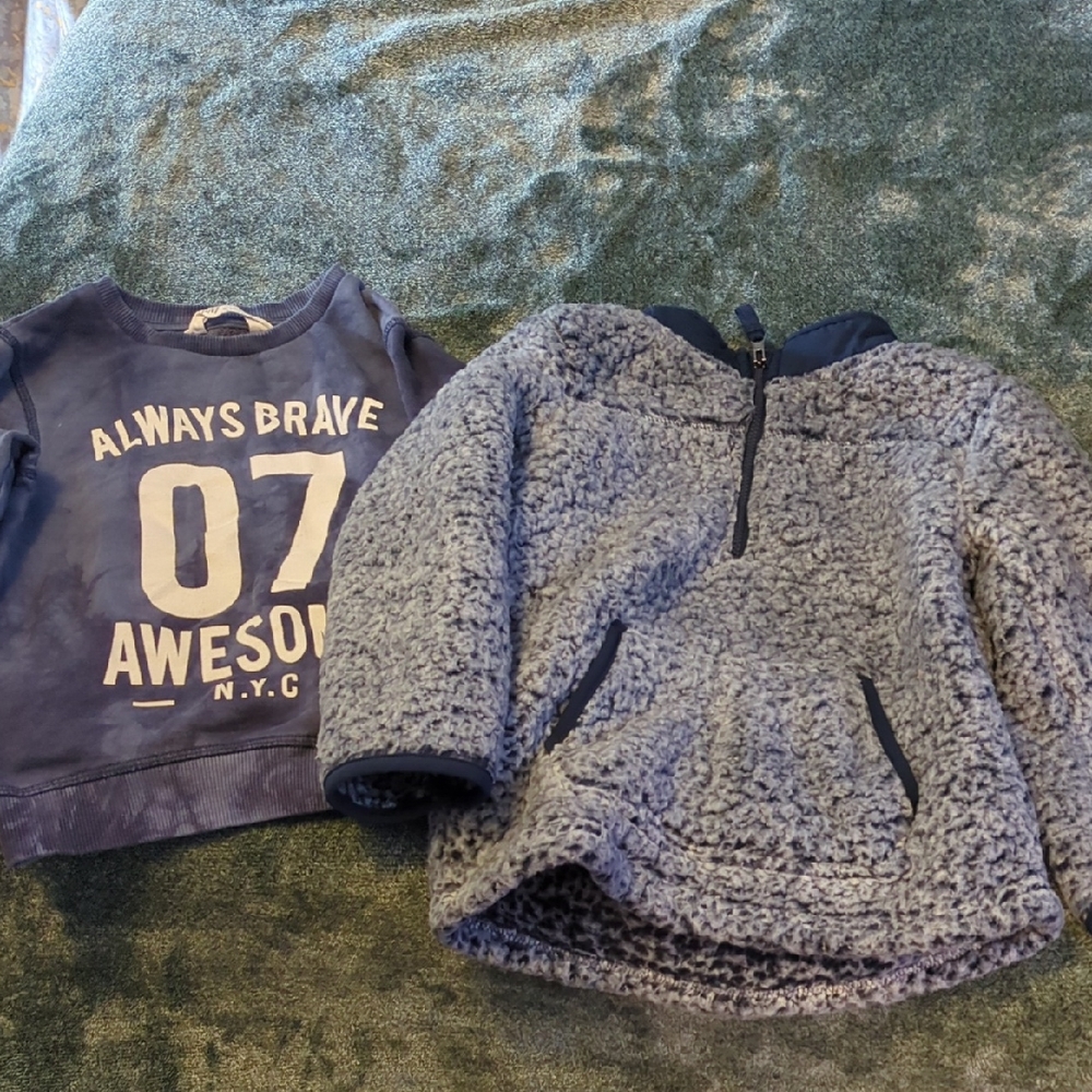Navy Graphic Sweatshirt and Fleece Boys Sherpa Zip Up